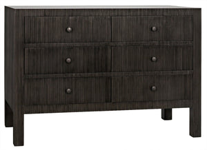 Conrad 6-Drawer Mahogany and Veneer Dresser with Brass Pulls in Pale Finish