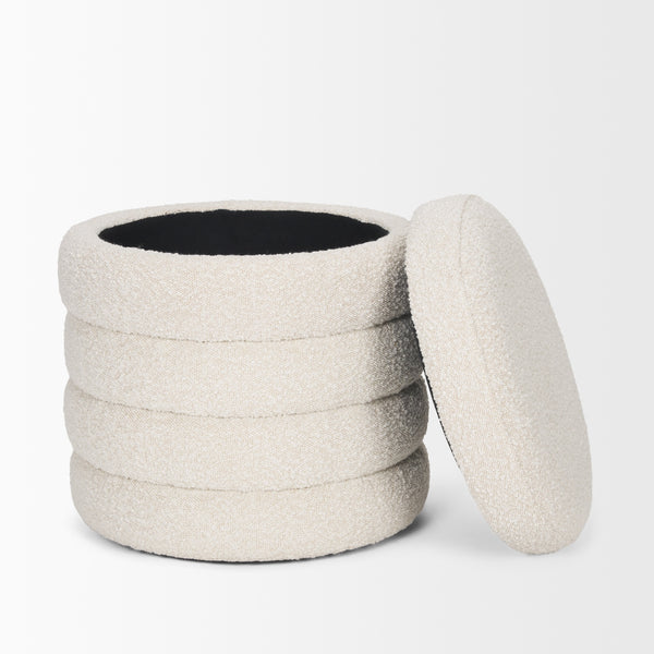 Elise Cream Boucle Upholstered Storage Ottoman