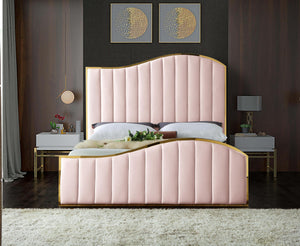 Ethel King Bed In Pink Velvet