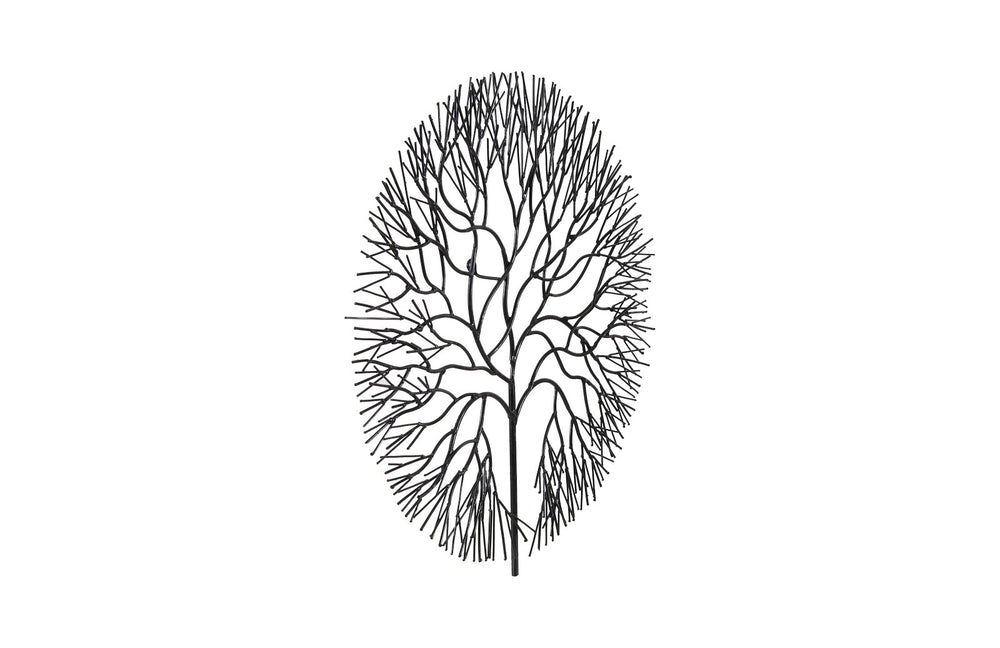 Wire Tree Wall Art, Medium, Circle, Metal, Black