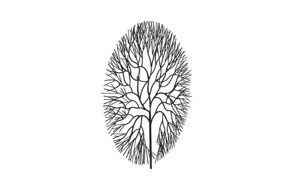 Wire Tree Wall Art, Medium, Circle, Metal, Black