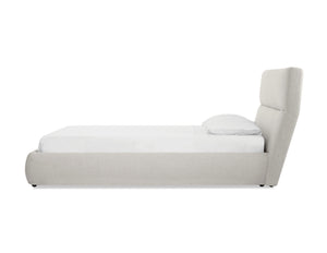 Lunar Storage Queen Bed in greige tweed