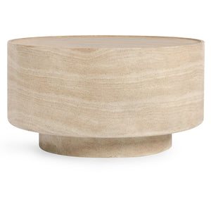 McKenna Outdoor Round Coffee Table – Travertine Finish