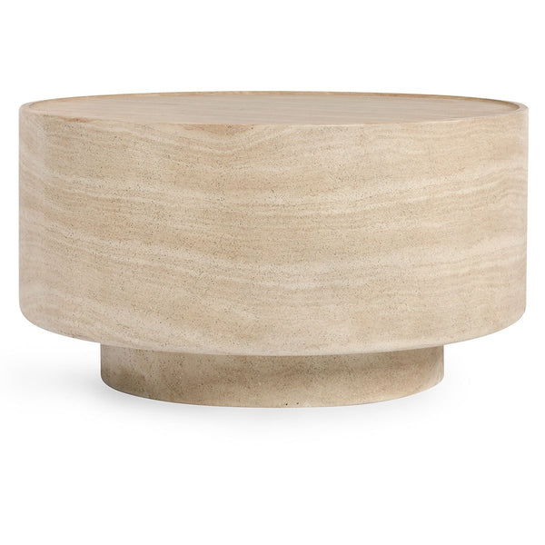 McKenna Outdoor Round Coffee Table – Travertine Finish
