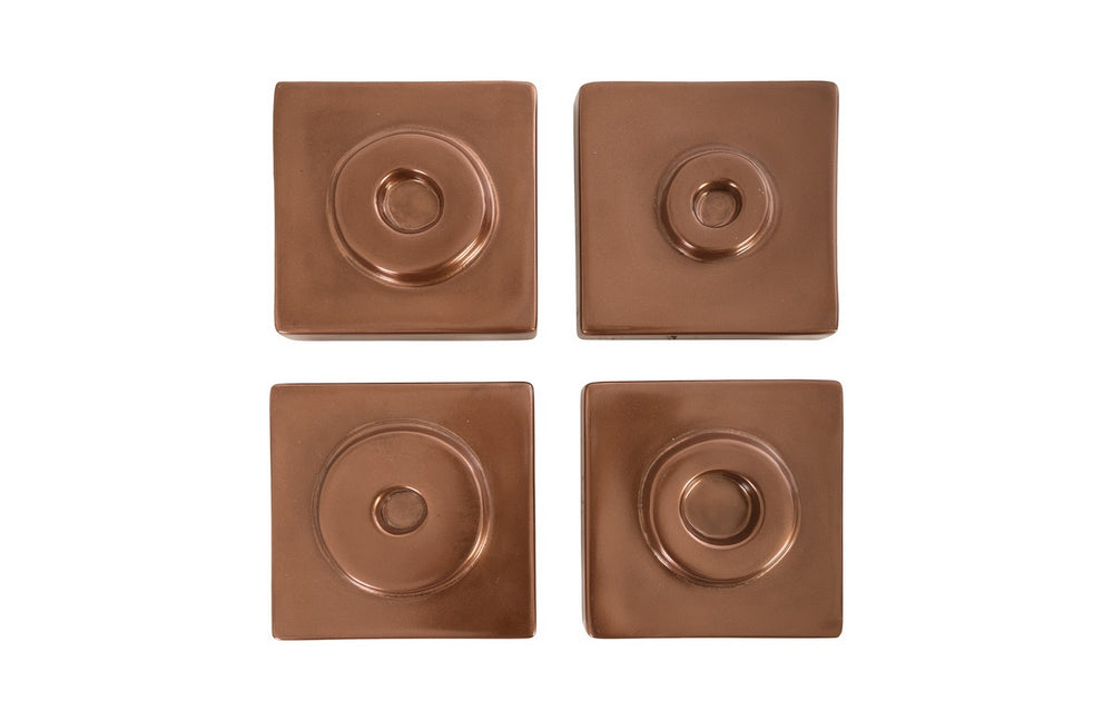 Cuadritos, Set of 4, Polished Copper