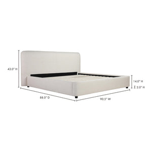 Samara King Bed in White Linen