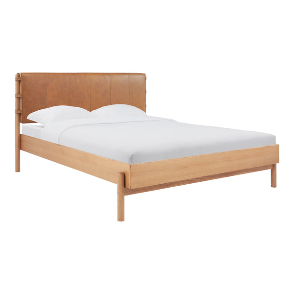 Colby King Bed with Leather Headboard and Oak Legs