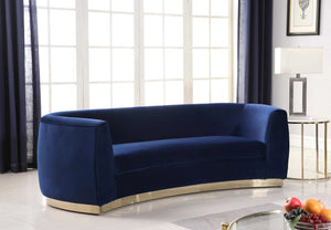 Crystal Sofa In Navy Velvet and Gold