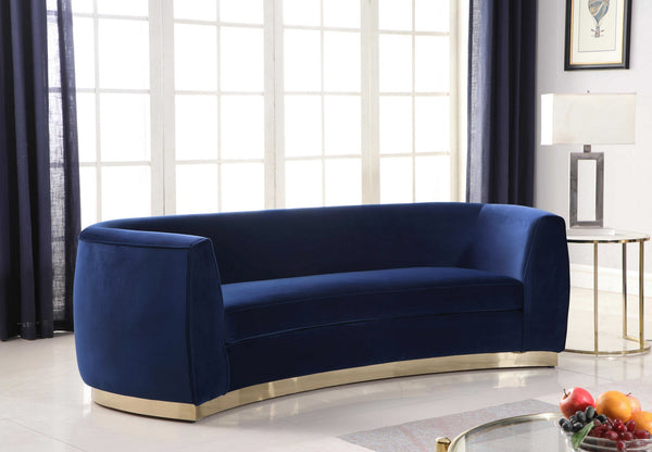 Crystal Sofa In Navy Velvet and Gold