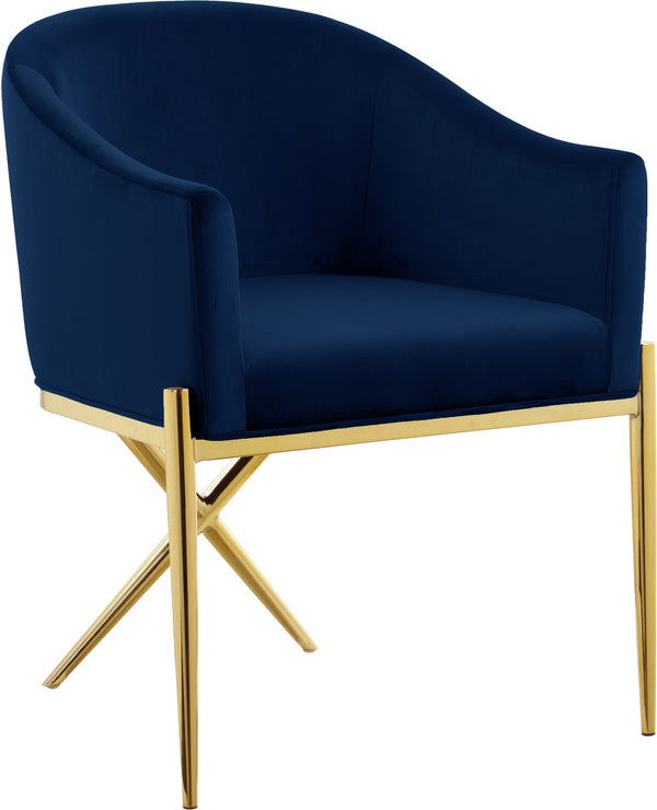 Doris Dining Chair In Navy Velvet and Gold