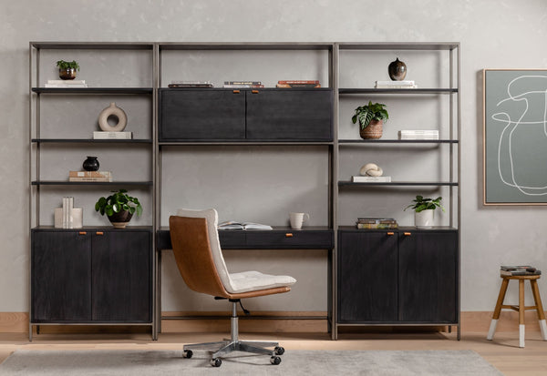 Trey Modular Wall In 2 Bookcase In Desk In Black