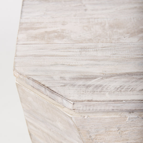 Esagono Octagonal Reclaimed Wood End/Side Table w/ Storage