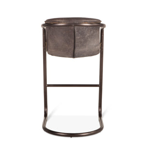 Portofino Distressed Antique Ebony Leather Bar Chair