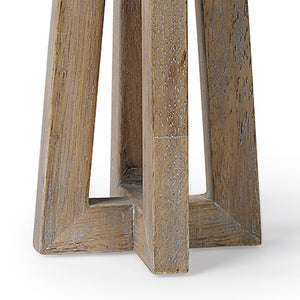 Astra Small Light Brown Wood Pedestal Base Table Candle Holder
