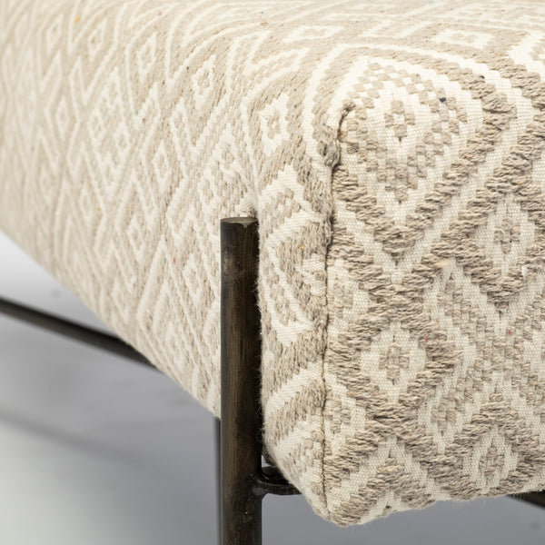 Avery II 55L x 17W Off White Upholstered Seat With Metal Base Accent Bench