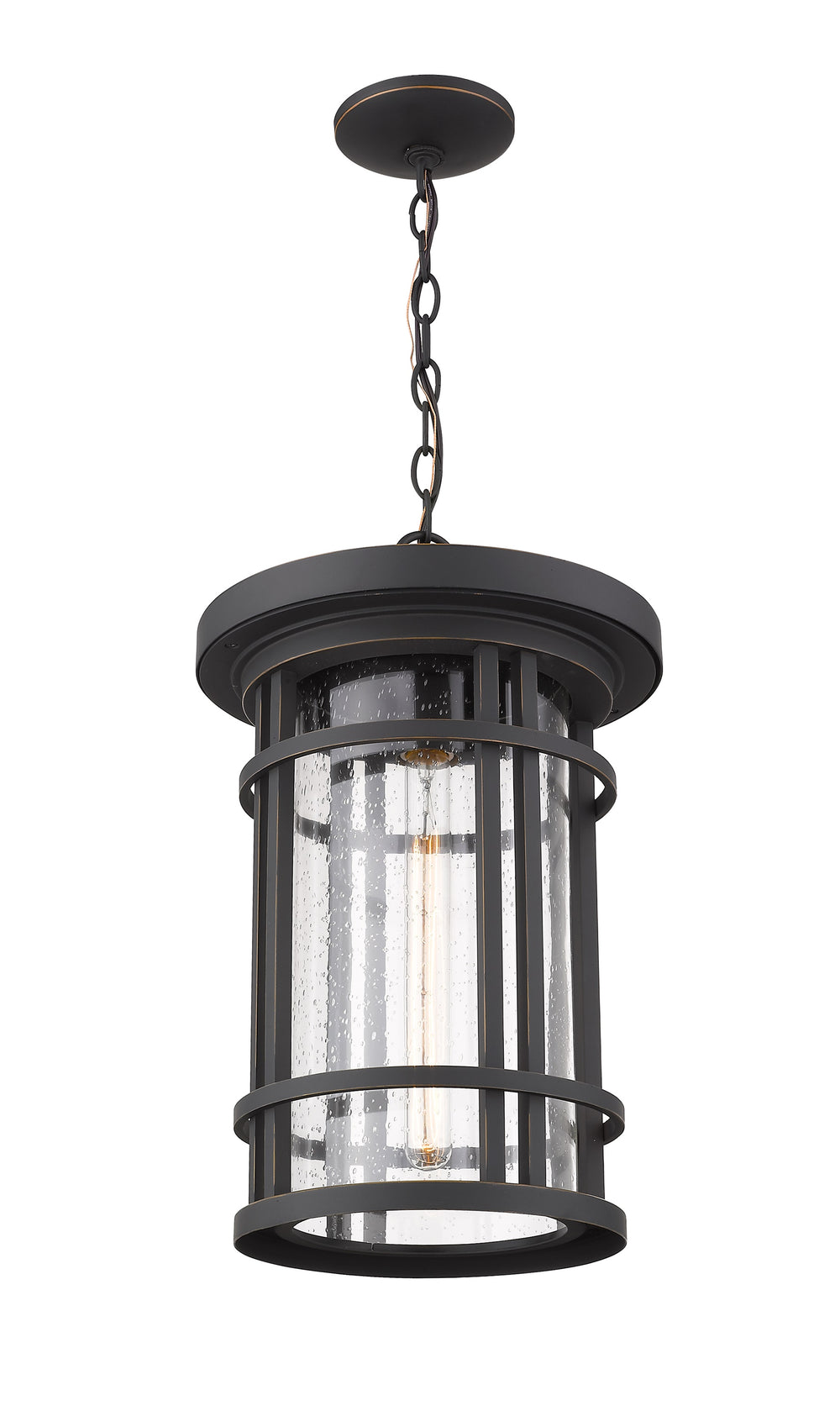 Jordan 1 Light Outdoor Chain Mount Ceiling Fixture in Oil Rubbed Bronze Finish