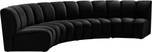 Lynda 4pc. Modular Sectional In Black Velvet