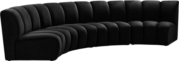Lynda 4pc. Modular Sectional In Black Velvet