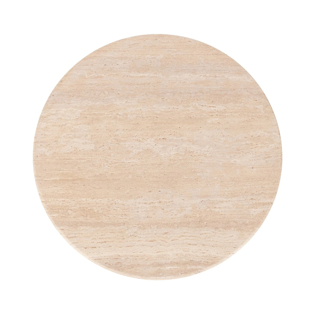 Malani Travertine Round Dining Table with Iron Base