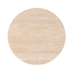 Malani Travertine Round Dining Table with Iron Base