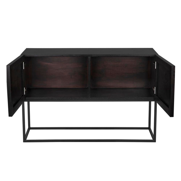 Small Zurich Console, Ebony Walnut with Iron