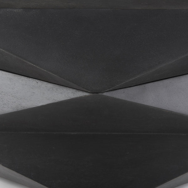 Arreto Black Solid Wood Hexagonal Storage Coffee Table