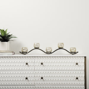 Savannah White Fir Veneer w/ Gold Metal Accents 6-Drawer Sideboard