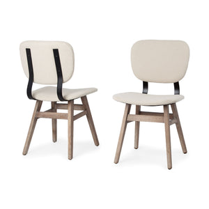 Haden I Cream Fabric Wrap Brown Solid Wood Base Dining Chair