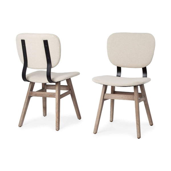 Haden I Cream Fabric Wrap Brown Solid Wood Base Dining Chair