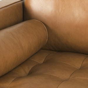 Svend 111.4L x 68.0W x 33.9H Tan Leather Right Chaise Sectional Sofa