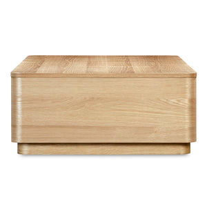Moe's Round Off Coffee Table Natural Oak with Storage