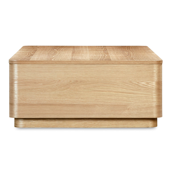 Moe's Round Off Coffee Table Natural Oak with Storage