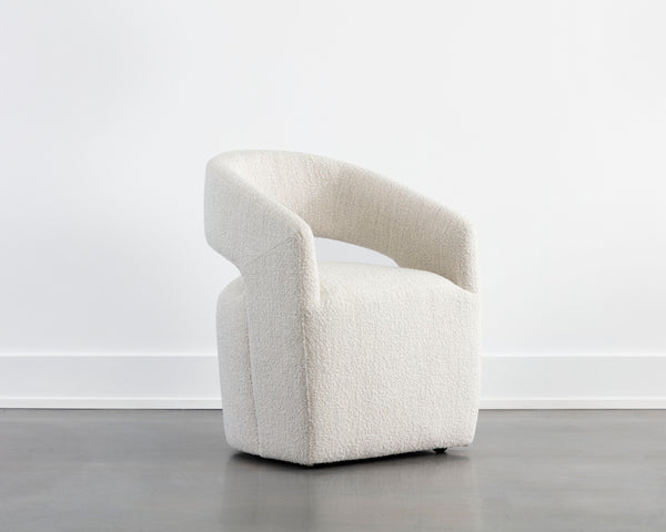 LLORET WHEELED DINING ARMCHAIR - MERINO PEARL
