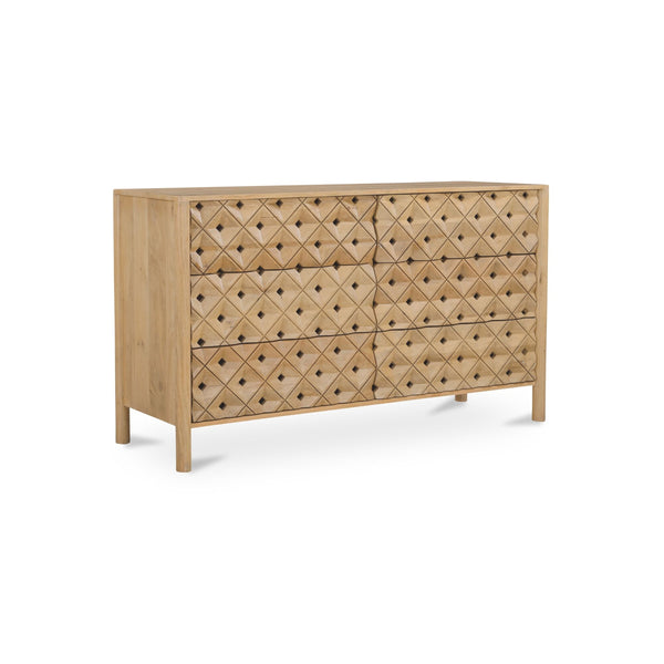 Moe's Fulton 6 Drawer Dresser in Natural Mango Wood