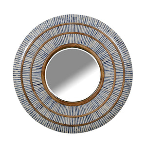 Jaipur 46" Round Blue and Gold Bali Mirror
