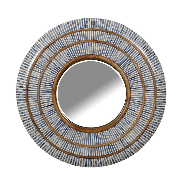 Jaipur 46" Round Blue and Gold Bali Mirror