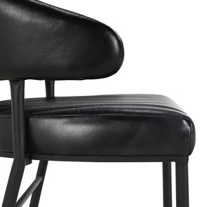 Umbria Leather Bar Stool with Iron Legs - Midnight Raven