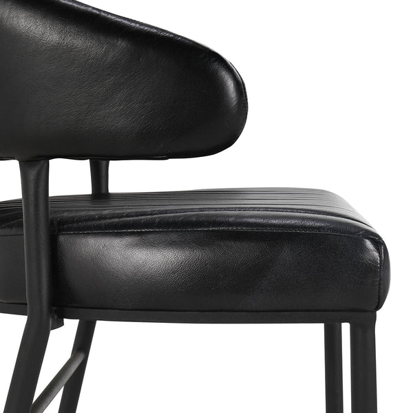Umbria Leather Bar Stool with Iron Legs - Midnight Raven