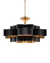 Grand Lotus Black Large Chandelier In Satin Black & Contemporary Gold Leaf