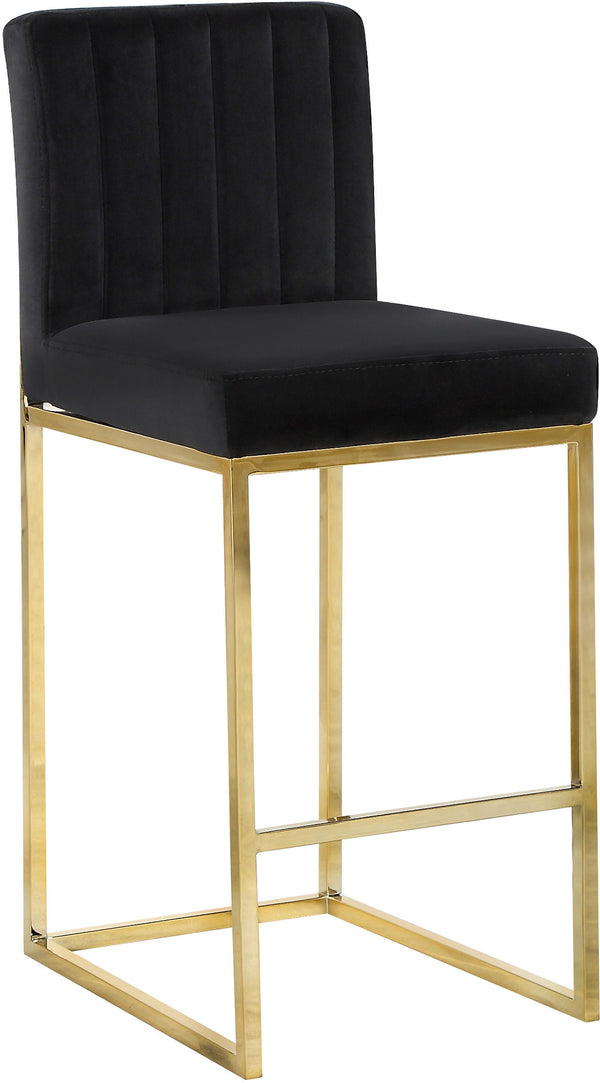 Joanna Stool In Black Velvet and Gold