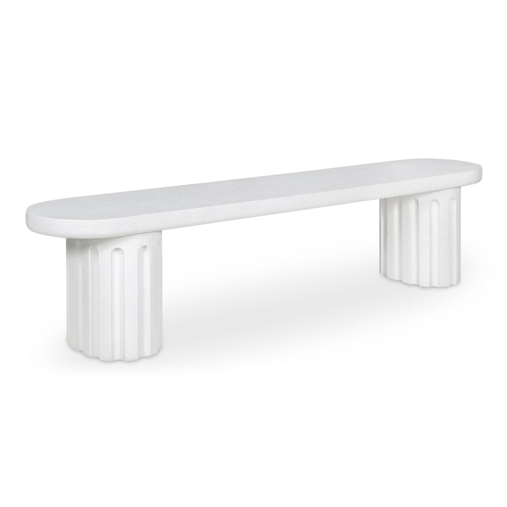 Eris Outdoor Dining Bench in White