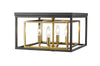 Euclid 4 Light Flush Mount in Olde Brass + Bronze Finish