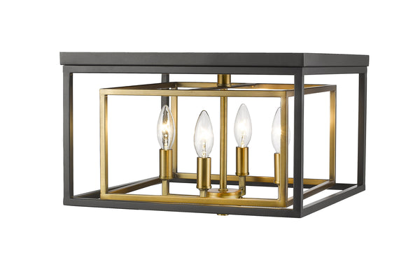Euclid 4 Light Flush Mount in Olde Brass + Bronze Finish