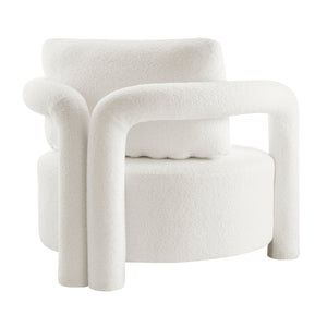 Maisie Faux Shearling Accent Arm Chair, Wilmont White