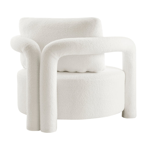 Maisie Faux Shearling Accent Arm Chair, Wilmont White