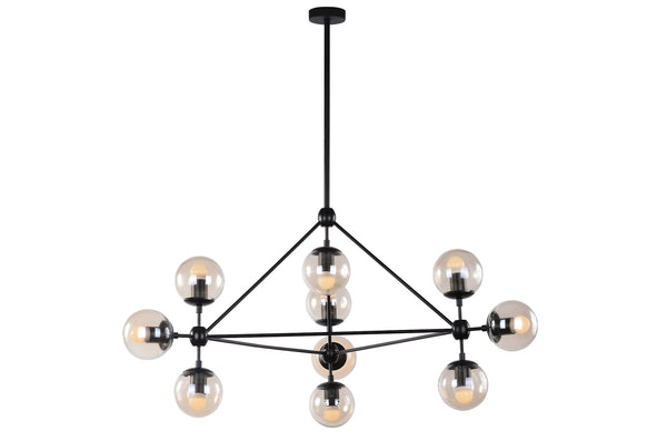 Hodge Pendant Lamp In Black /Cognac Glass