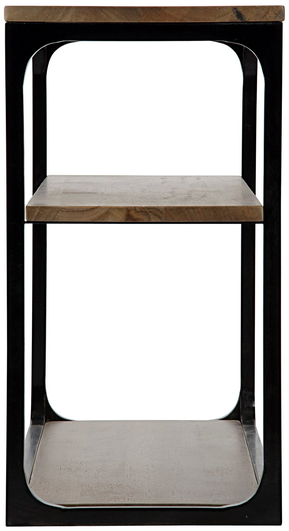 Novie Small Console in Matte Black Steel with Dark Walnut Finish