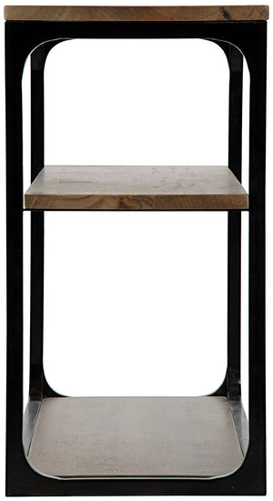 Novie Small Console in Matte Black Steel with Dark Walnut Finish