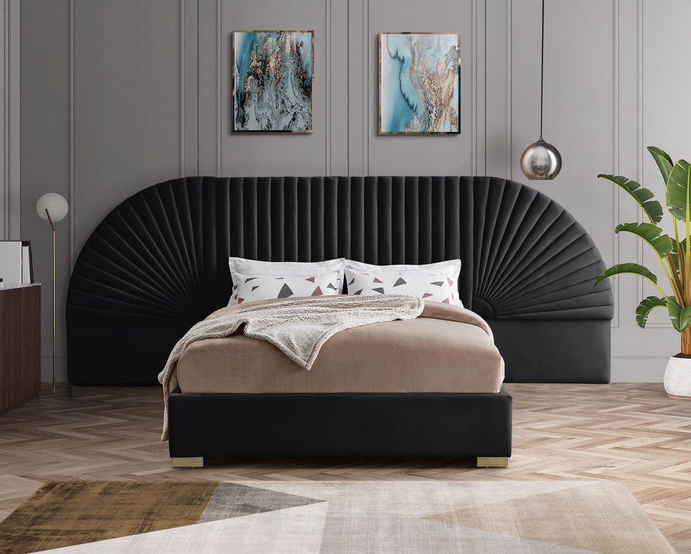 Diana Queen Bed In Black Velvet