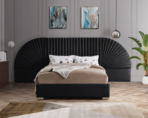 Diana Queen Bed In Black Velvet